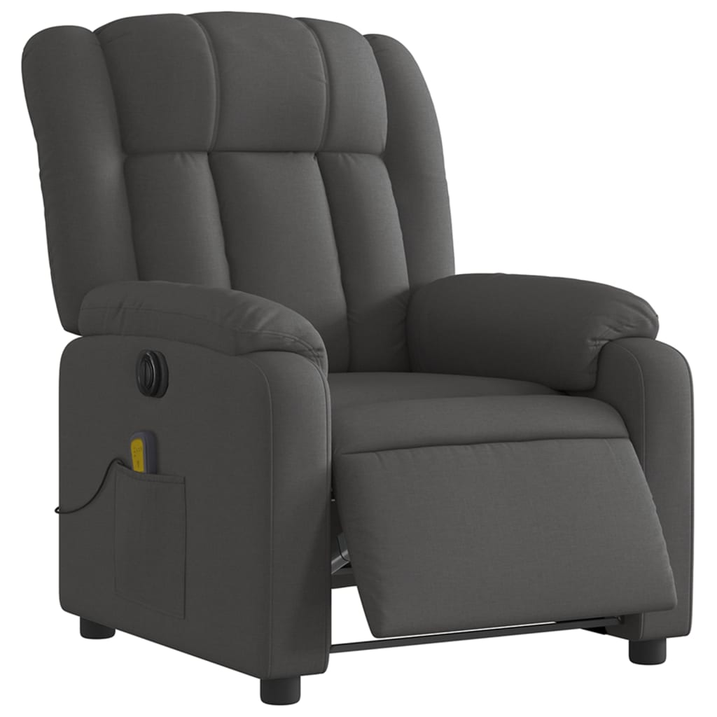 Elektrinis masažinis krėslas, tamsiai pilkas, audinys
