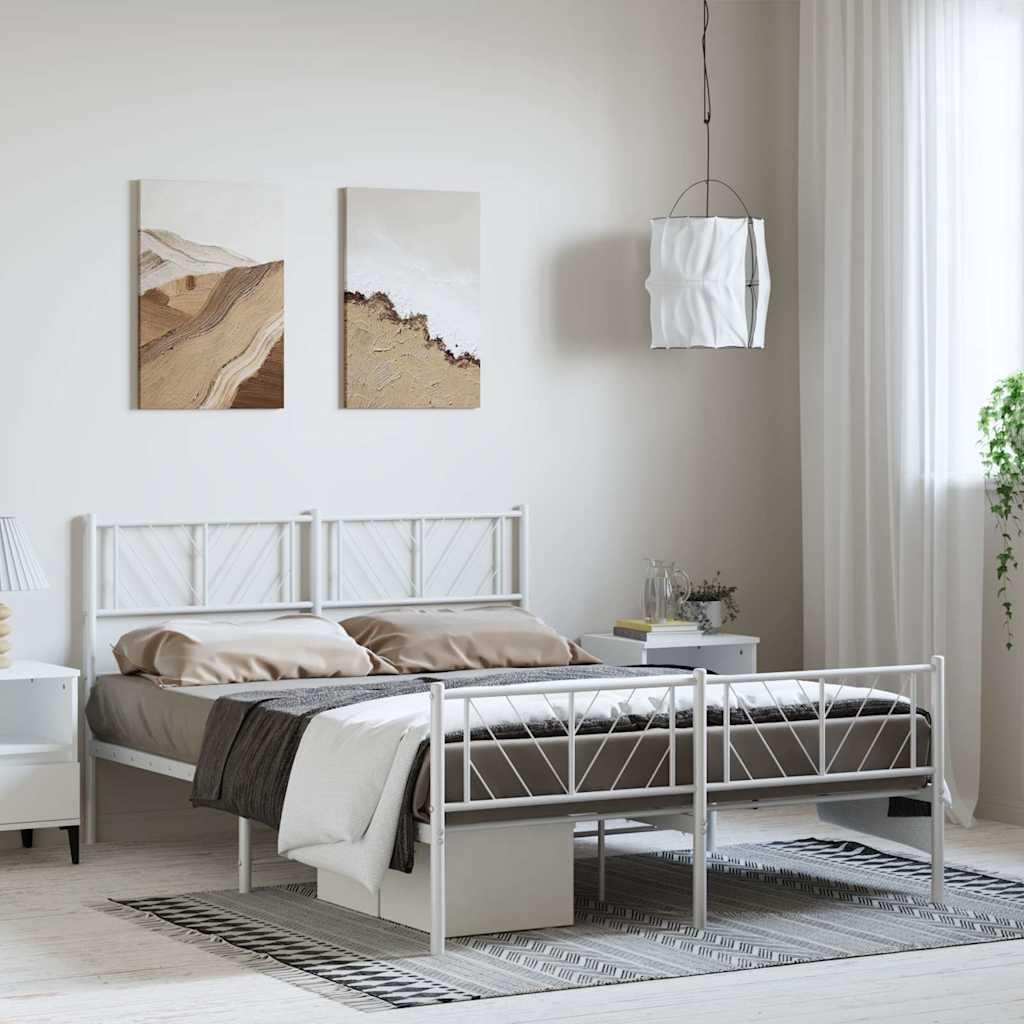 Lovos rėmas su galvūgaliu/kojūgaliu, baltas, 150x200cm, metalas