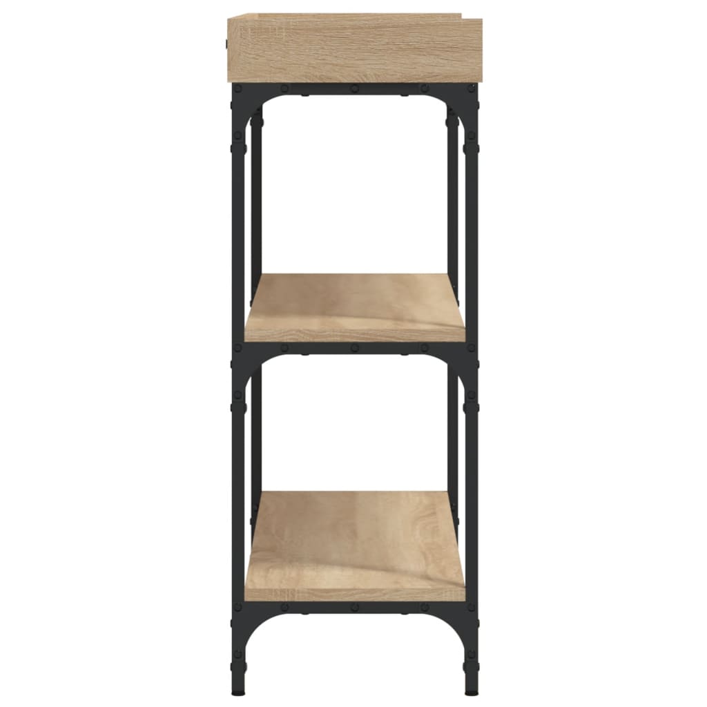 Konsolinis staliukas su lentynomis, ąžuolo spalvos, 100x30x80cm