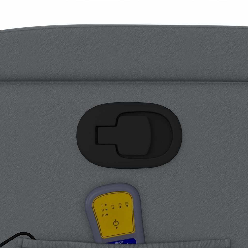 Atlošiamas masažinis krėslas, pilkos spalvos, dirbtinė oda