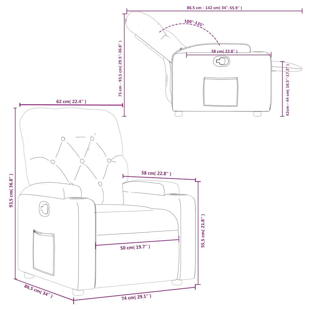 Atlošiamas krėslas, tamsiai pilkas, audinys