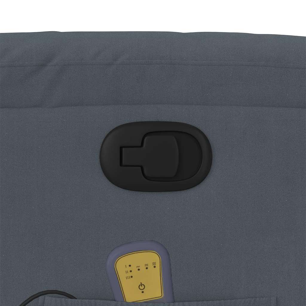 Atlošiamas masažinis krėslas, tamsiai pilkos spalvos, aksomas