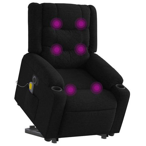 Atsistojantis elektrinis masažinis krėslas, juodas, audinys