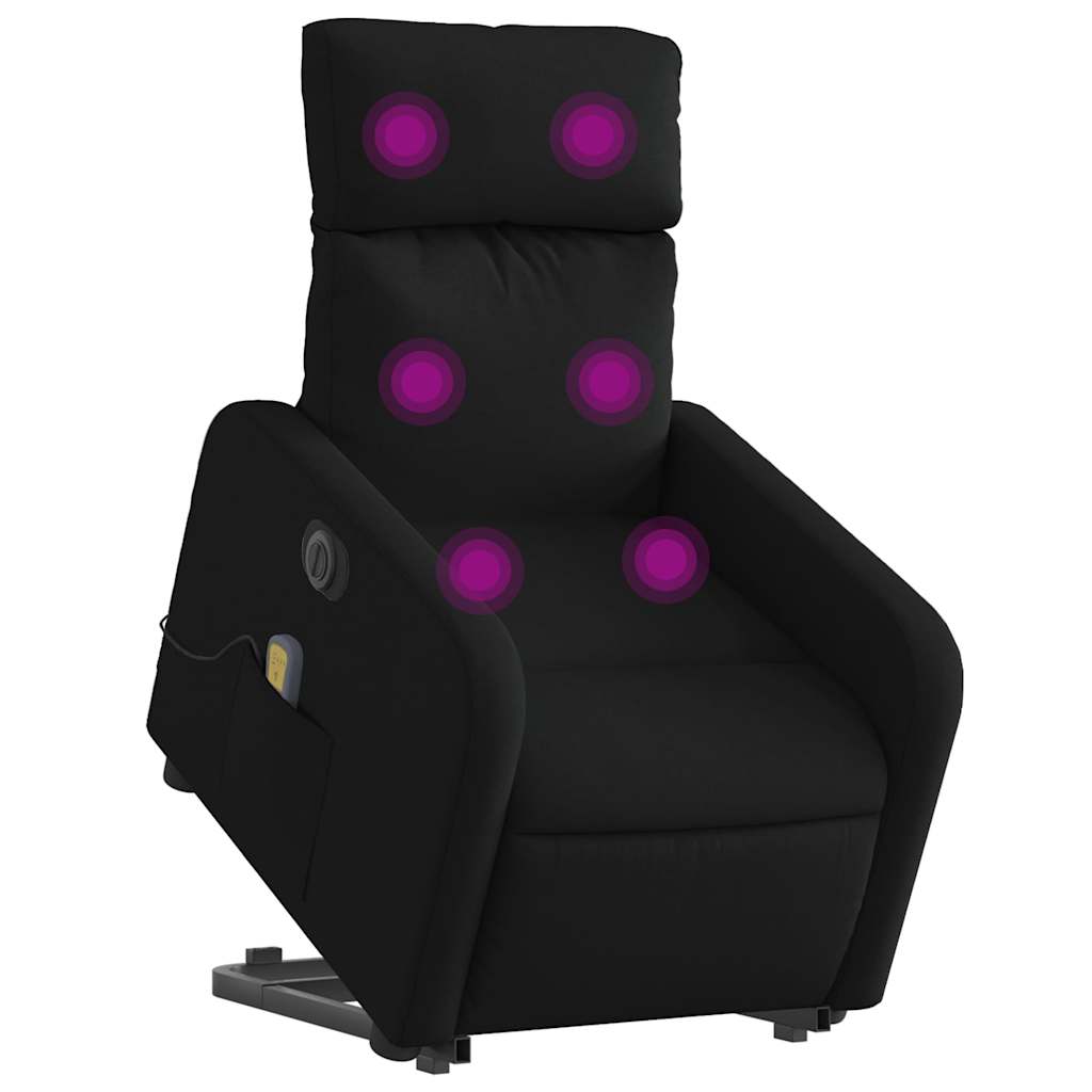 Atsistojantis elektrinis masažinis krėslas, juodas, audinys