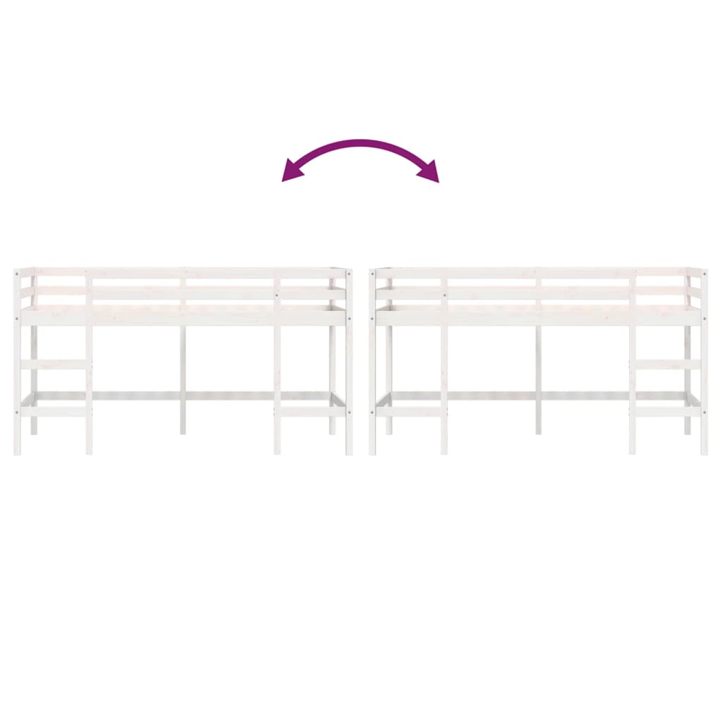 Aukšta vaikiška lova su kopėčiomis, balta, 90x200cm, pušis