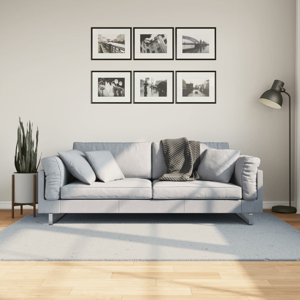 Kilimas HUARTE, mėlynos spalvos, 140x200cm, trumpi šereliai