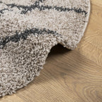 Shaggy kilimas PAMPLONA, smėlio ir antracito, 80cm skersmens