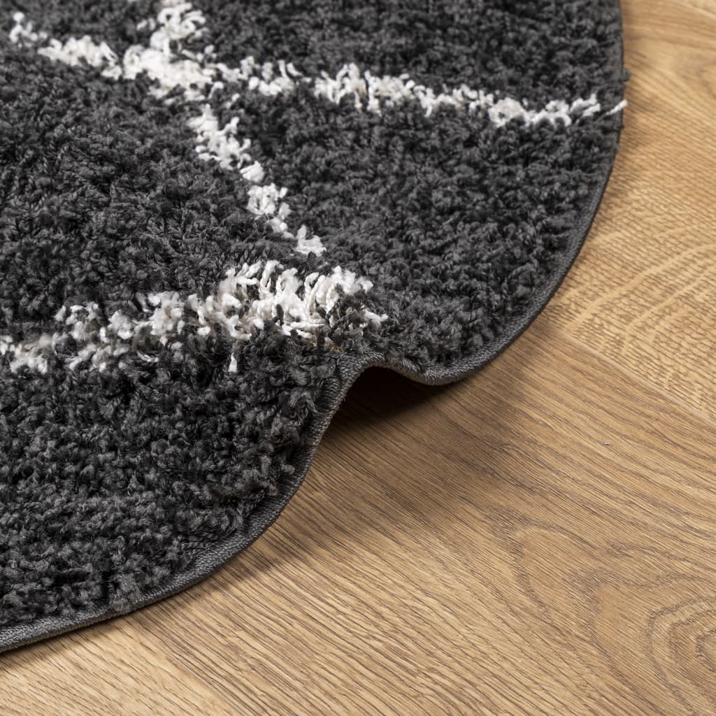 Shaggy kilimas PAMPLONA, juodas ir kreminis, 80cm skersmens