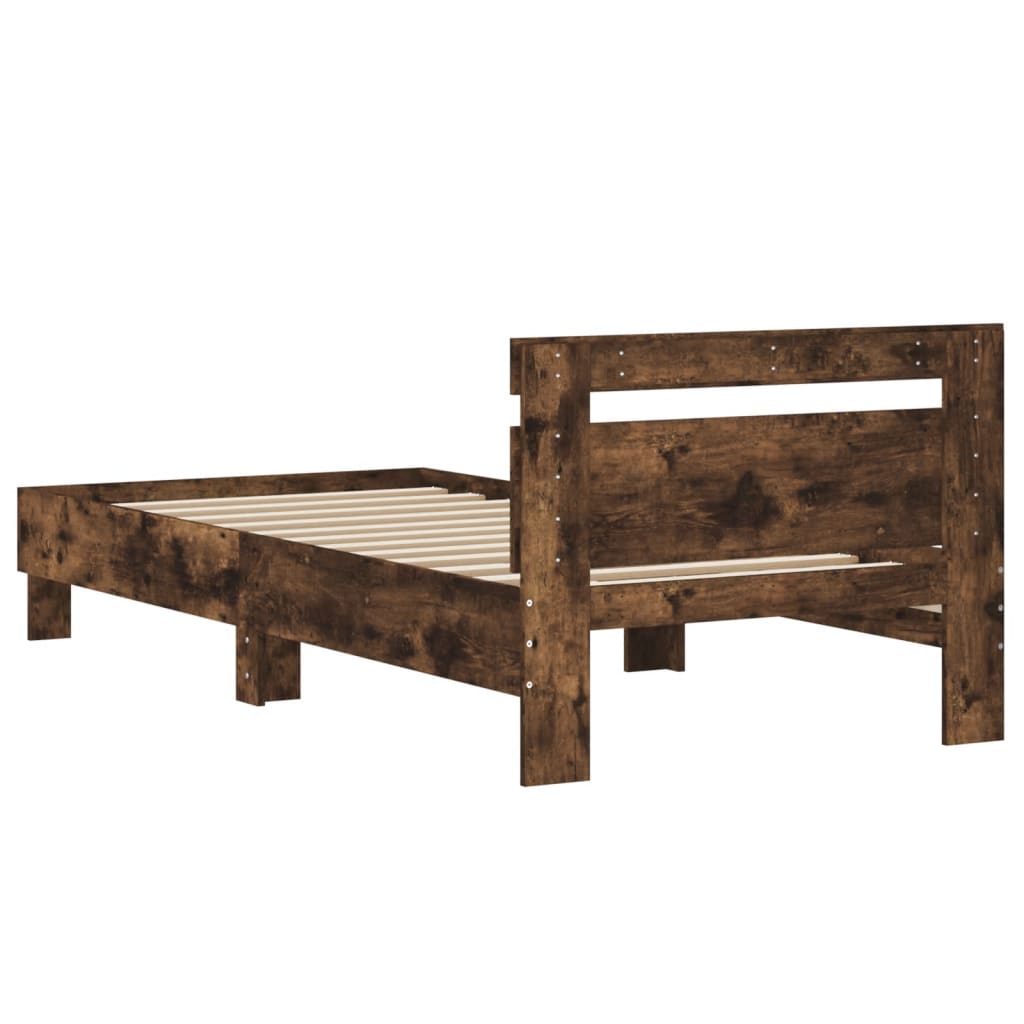 Lovos rėmas su galvūgaliu/be čiužinio, dūminio ąžuolo, 75x190cm