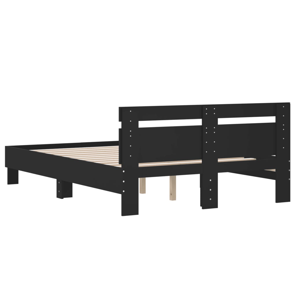 Lovos rėmas su galvūgaliu, juodas, 120x190cm, apdirbta mediena