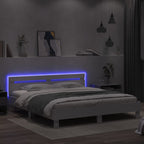 Lovos rėmas su galvūgaliu ir LED, baltos spalvos, 200x200cm
