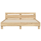 Lovos rėmas su galvūgaliu ir LED, sonoma ąžuolo, 180x200cm