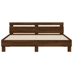 Lovos rėmas su galvūgaliu ir LED, rudas ąžuolo, 180x200cm