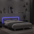 Lovos rėmas su galvūgaliu ir LED, pilkas ąžuolo, 150x200cm