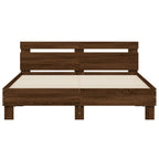 Lovos rėmas su galvūgaliu ir LED, rudas ąžuolo, 150x200cm