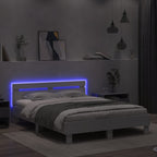 Lovos rėmas su galvūgaliu ir LED, baltos spalvos, 140x200cm