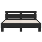 Lovos rėmas su galvūgaliu ir LED, juodos spalvos, 140x200cm
