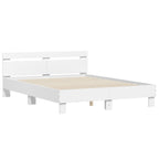 Lovos rėmas su galvūgaliu ir LED, baltos spalvos, 140x190cm