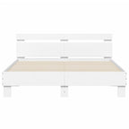 Lovos rėmas su galvūgaliu ir LED, baltos spalvos, 140x190cm