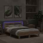 Lovos rėmas su galvūgaliu ir LED, sonoma ąžuolo, 135x190cm