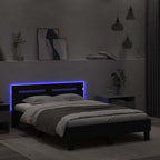 Lovos rėmas su galvūgaliu ir LED, juodos spalvos, 120x190cm