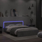 Lovos rėmas su galvūgaliu ir LED, betono pilkas, 150x200cm