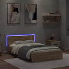 Lovos rėmas su galvūgaliu ir LED, sonoma ąžuolo, 135x190cm