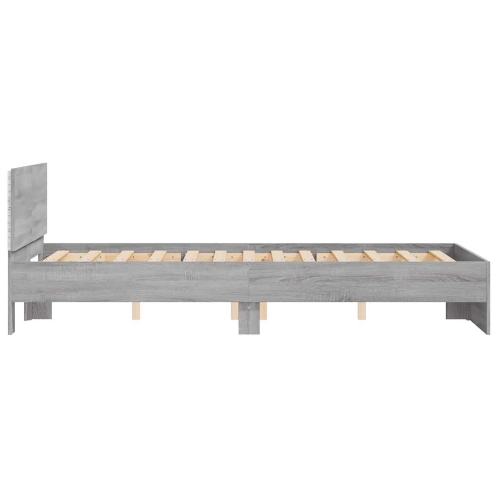 Lovos rėmas su galvūgaliu ir LED, pilkas ąžuolo, 120x190cm