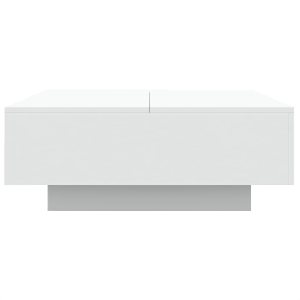 Kavos staliukas su LED lemputėmis, baltos spalvos, 80x80x31cm