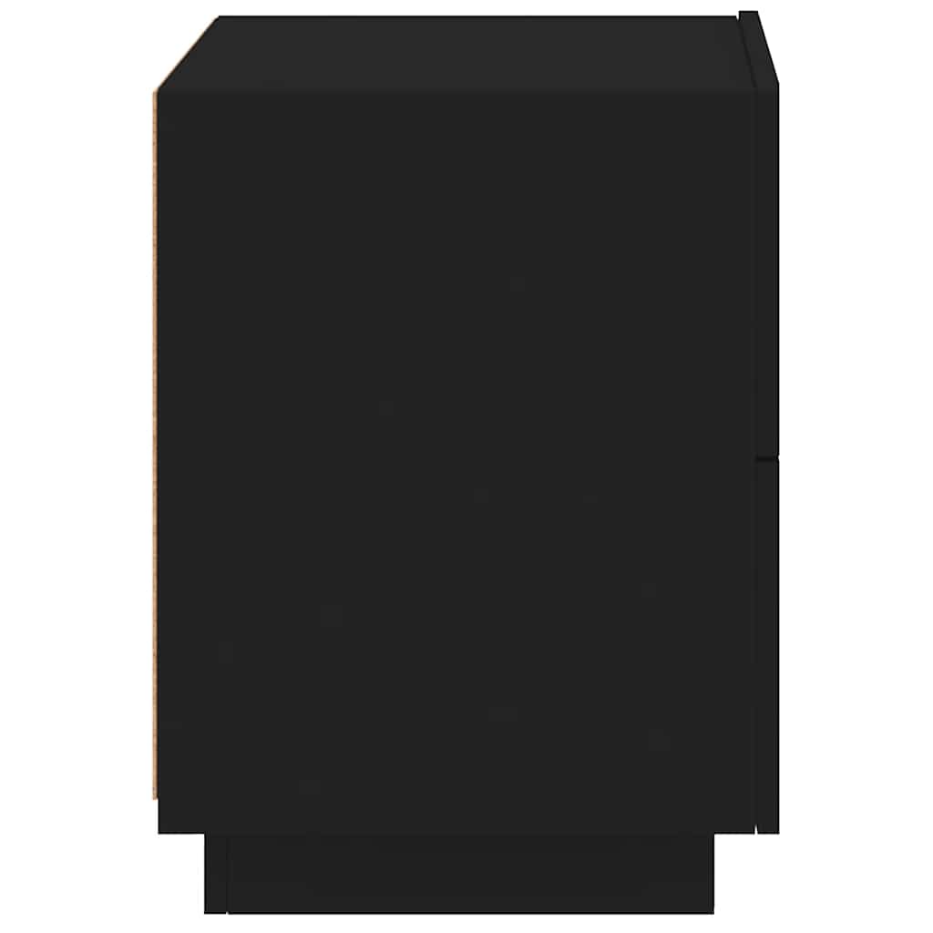 Naktinės spintelės su LED lemputėmis, 2vnt., juodos, mediena