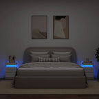 Naktinės spintelės su LED lemputėmis, 2vnt., baltos, 35x39x55cm