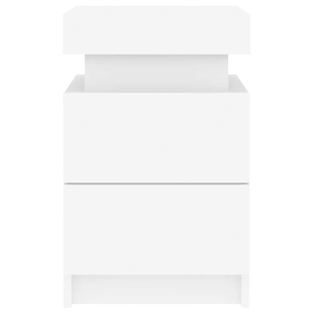 Naktinės spintelės su LED lemputėmis, 2vnt., baltos, 35x39x55cm