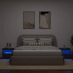 Naktinės spintelės su LED lemputėmis, 2vnt., juodos, 50x40x45cm