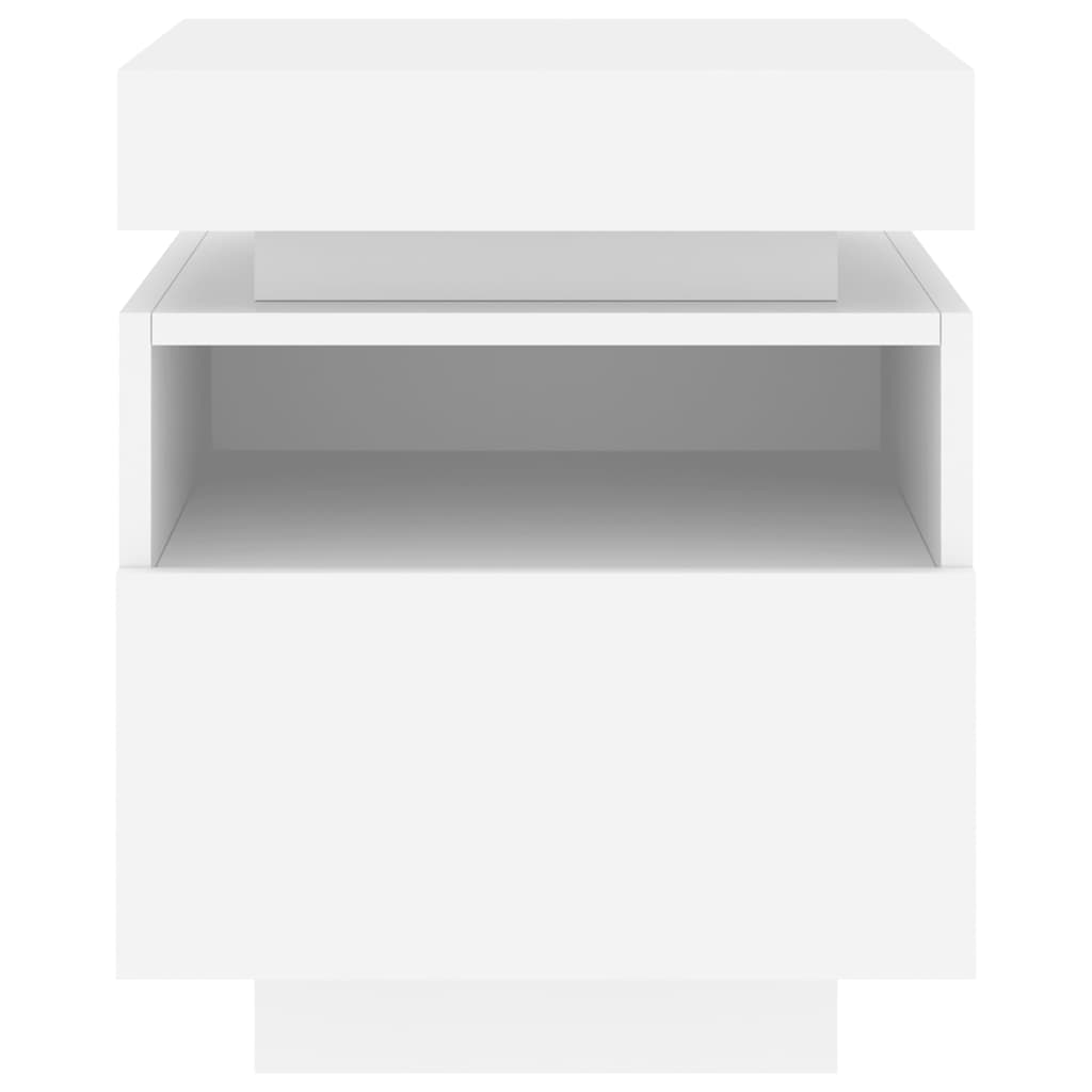 Naktinė spintelė su LED lemputėmis, balta, 40x39x48,5cm