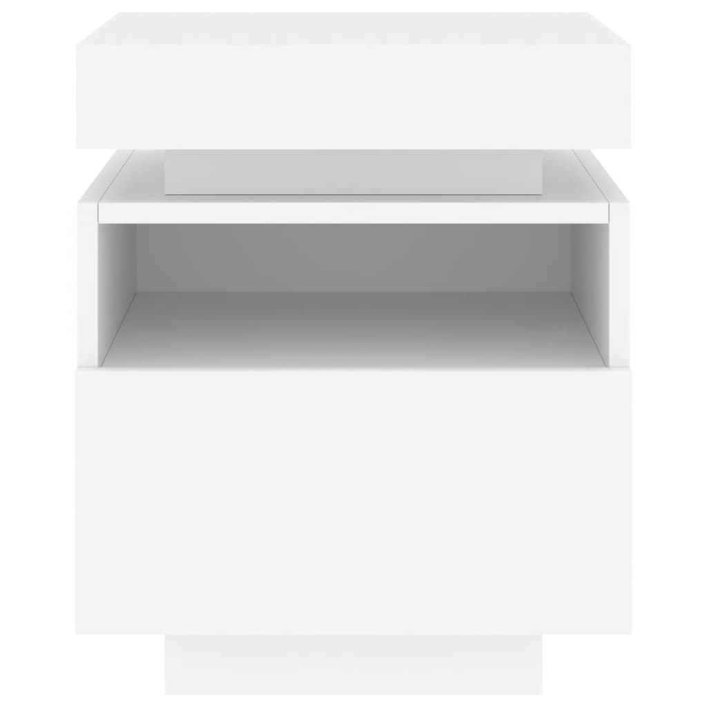 Naktinės spintelės su LED, 2vnt., baltos, 40x39x48,5cm