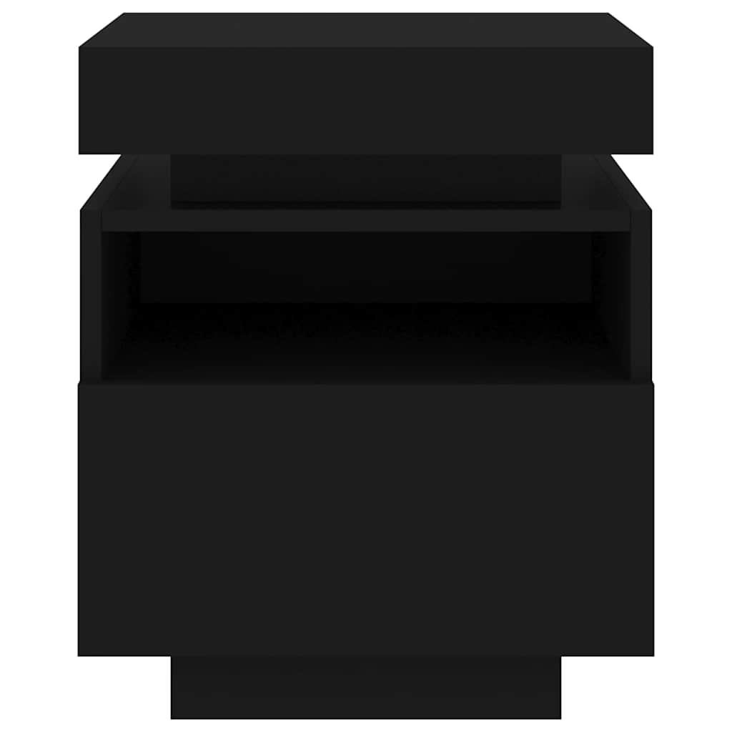 Naktinės spintelės su LED, 2vnt., juodos, 40x39x48,5cm