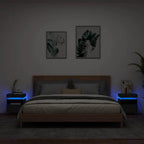 Naktinės spintelės su LED, 2vnt., juodos, 40x39x48,5cm