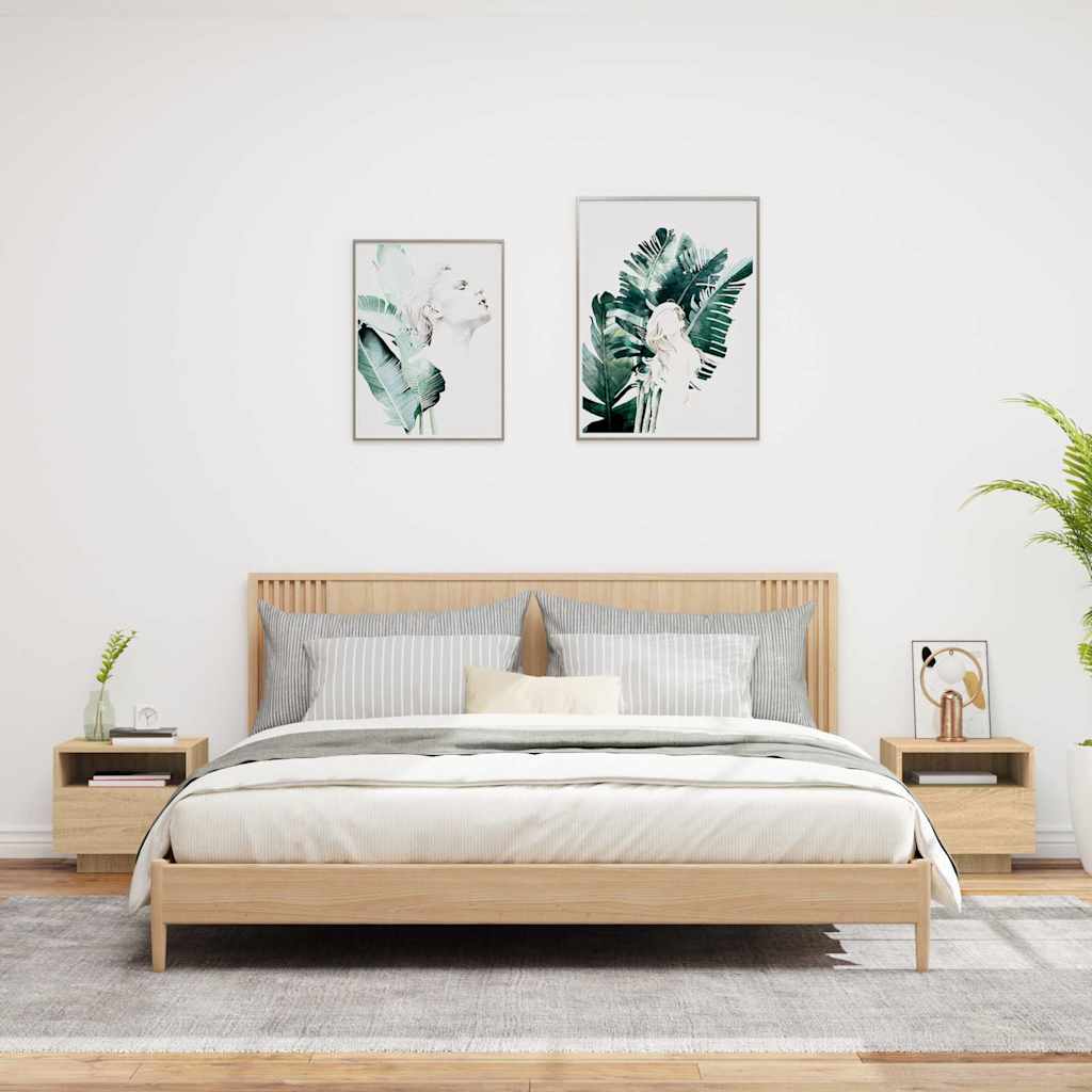 Naktinės spintelės su LED, 2vnt., ąžuolo, 40x39x37cm