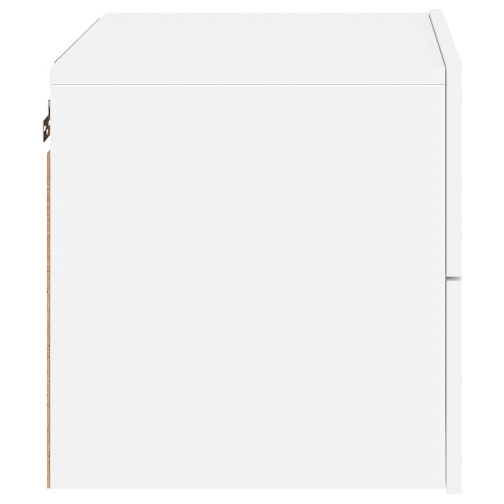 Sieninės naktinės spintelės su LED, 2vnt., baltos