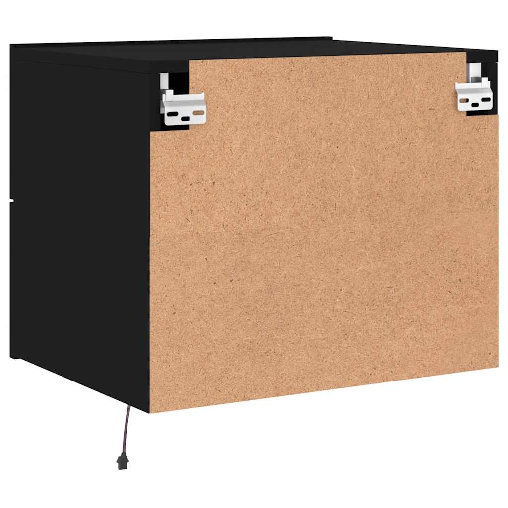 Sieninės naktinės spintelės su LED, 2vnt., juodos