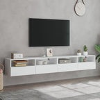 Sieninės TV spintelės, 2vnt., baltos, 100x30x30cm, mediena