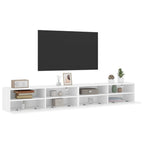 Sieninės TV spintelės, 2vnt., baltos, 100x30x30cm, mediena