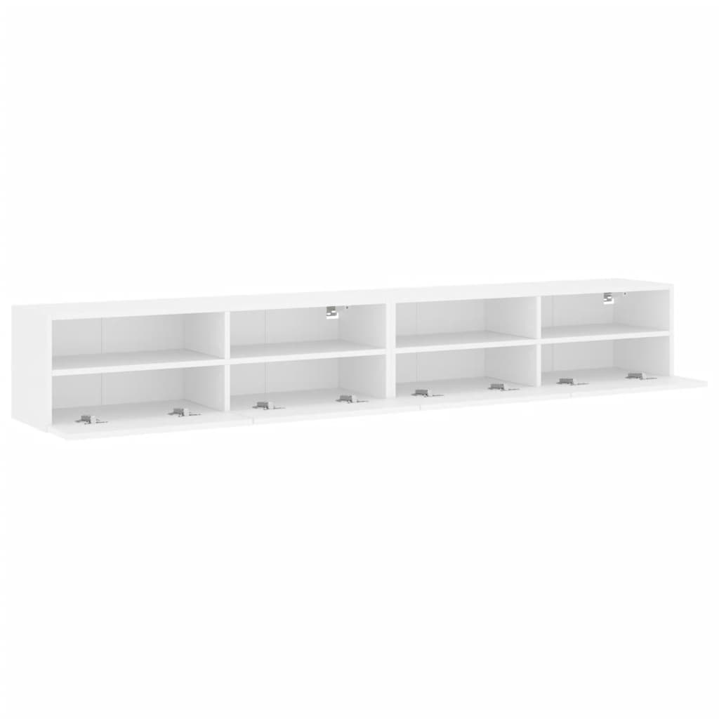 Sieninės TV spintelės, 2vnt., baltos, 100x30x30cm, mediena