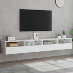 Sieninės TV spintelės, 2vnt., baltos, 100x30x30cm, mediena