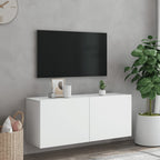 Prie sienos montuojama TV spintelė, baltos spalvos, 100x30x41cm
