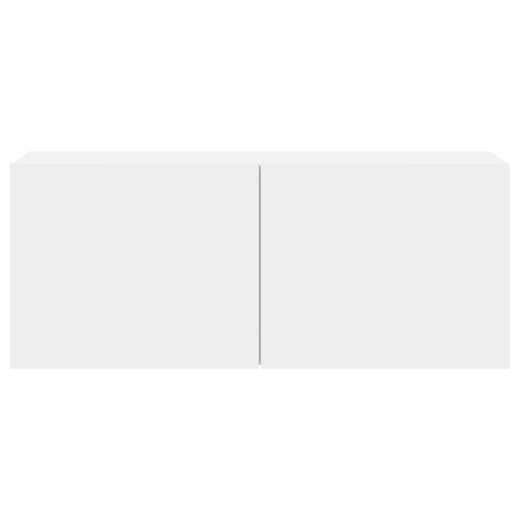 Prie sienos montuojama TV spintelė, baltos spalvos, 100x30x41cm