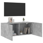 Prie sienos montuojama TV spintelė, betono pilka, 100x30x41cm