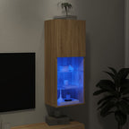 TV spintelė su LED lemputėmis, ąžuolo spalvos, 40,5x30x102cm