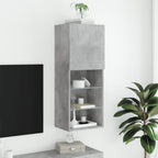 TV spintelė su LED lemputėmis, betono pilka, 40,5x30x102cm