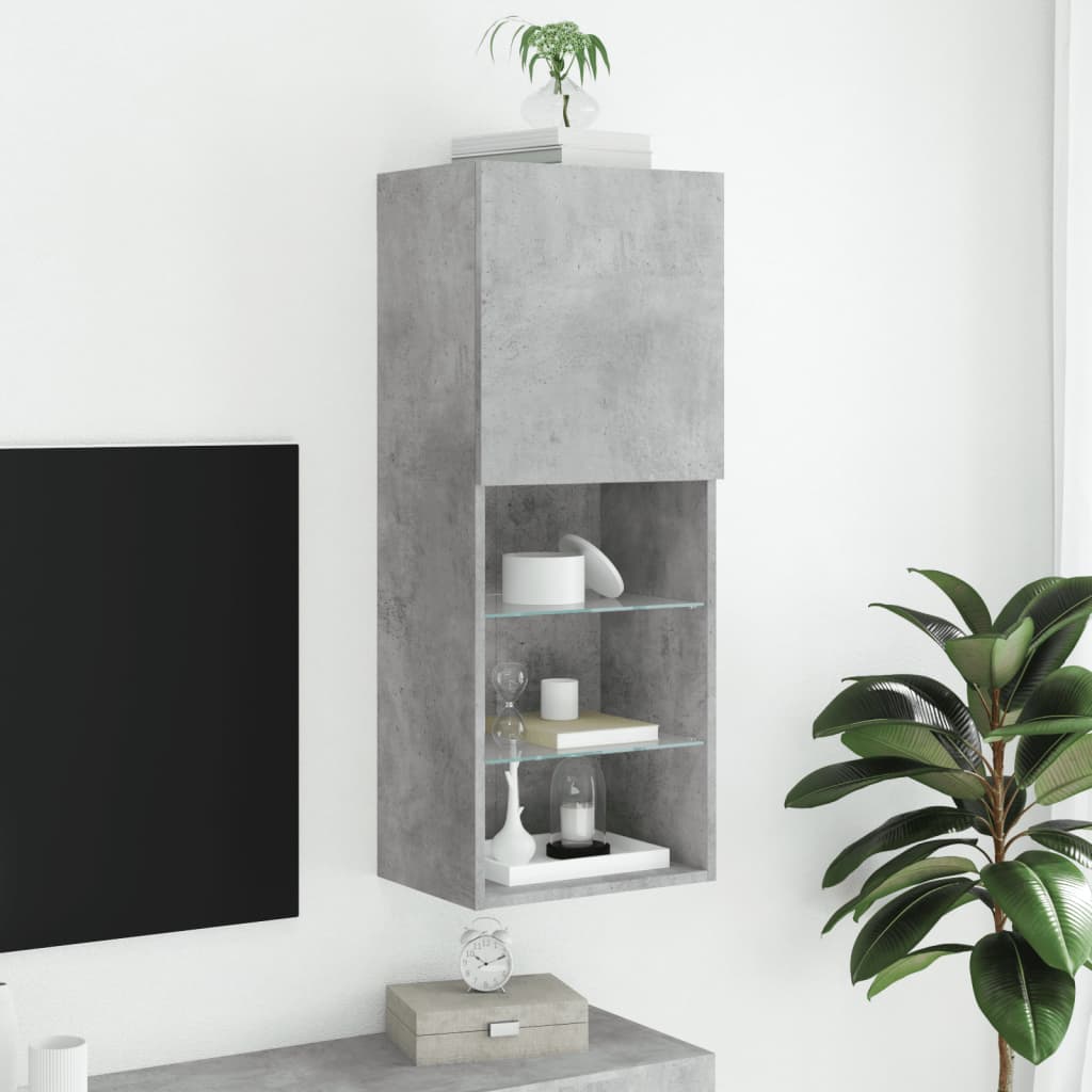 TV spintelė su LED lemputėmis, betono pilka, 40,5x30x102cm